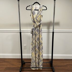 Women's Sweet Pea by Stacy Frati Long Maxi Dress Size Small Gray Yellow & White